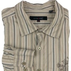 Synrgy Embroidered Button Down Shirt 2XLT XXL TALL